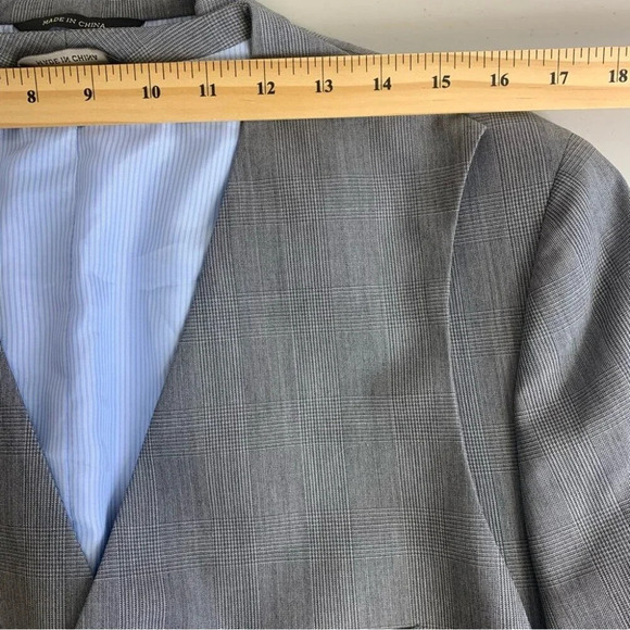 Banana Republic Grey Check Plaid Tailored Fit Vest Sport Coat Blazer Size 40R/S - Picture 15 of 16